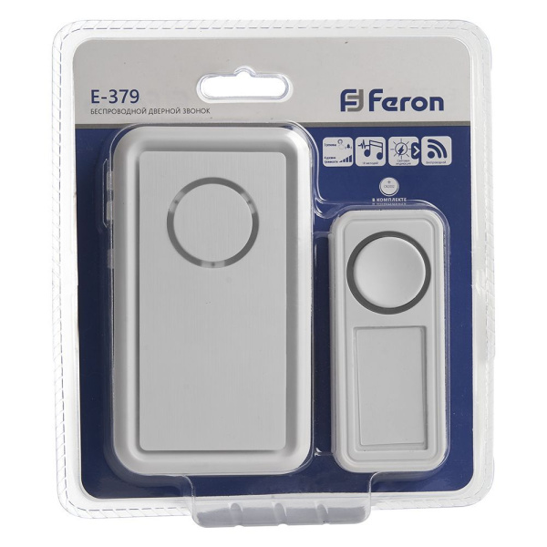 Звонок дверной беспроводной Feron E-379 Электрический 18 мелодий белый с питанием от батареек фото в интернет магазине Супермаркет света